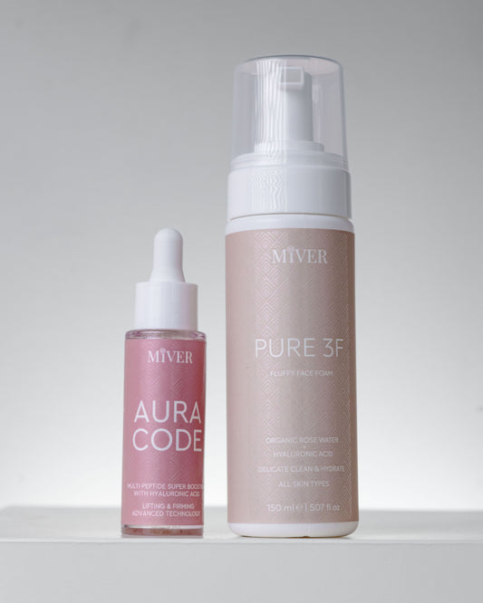 PURE 3F измивна пяна и AURA CODE пептиден бустер